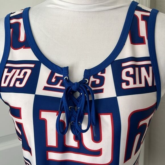 NY Giants Rare One-Piece Bathing Suit Lace up Front NFL Team Apparel SZ L - Picture 2 of 8